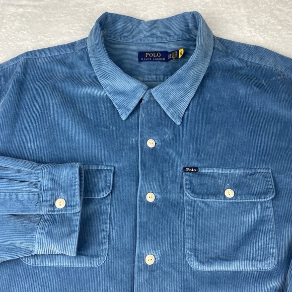 Polo Ralph Lauren Other - POLO Ralph Lauren Corduroy Camp Shirt Mens 2XB Channel Blue Classic Fit